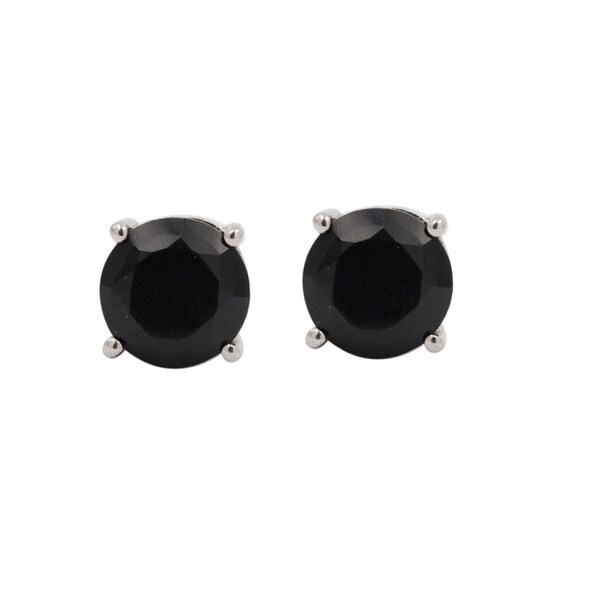 Sterling Silver Round Black Onyx Stud Earrings Free Shipping Sterling Silver Round Black Onyx Stud Earrings