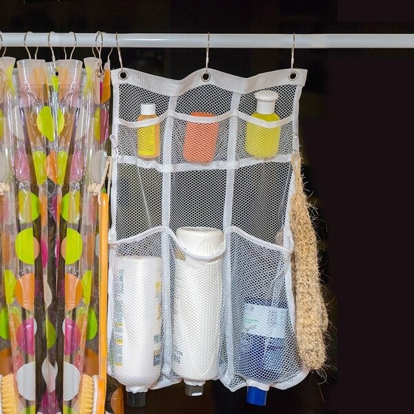 5 Pockets Evelots Quick Dry Hanging Shower Caddies W/ Dispenser Pockets 