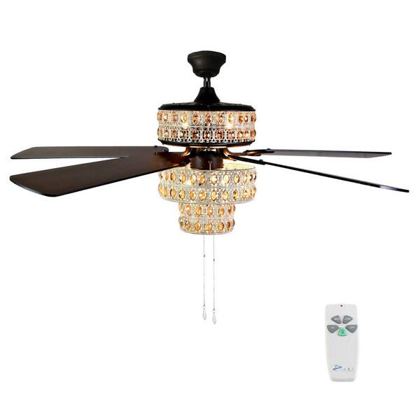 Shop Antique White And Champagne Crystal Ceiling Fan 52 L