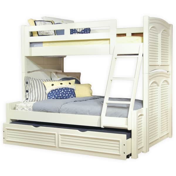 Beachcrest Eggshell Twin over Full Bunk Bed with Optional Trundle by