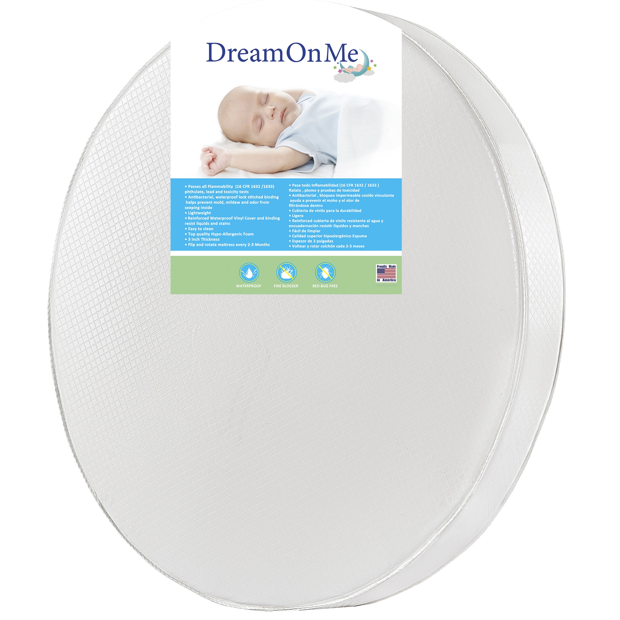 Shop Dream On Me 4 Inch Thick Round Crib Mattress White