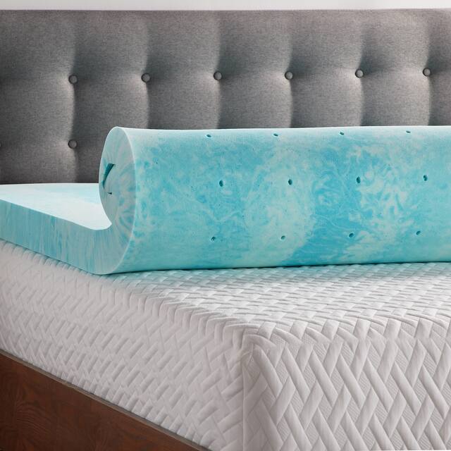 LUCID Comfort Collection Gel Swirl Memory Foam Topper - Blue