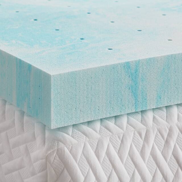 LUCID Comfort Collection Gel Swirl Memory Foam Topper - Blue