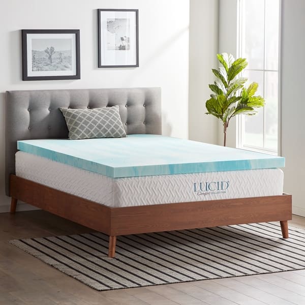 LUCID Comfort Collection Bamboo Charcoal 3-in D Memory Foam Twin Extra Long Mattress  Topper in the Mattress Covers & Toppers department at Lowes.com