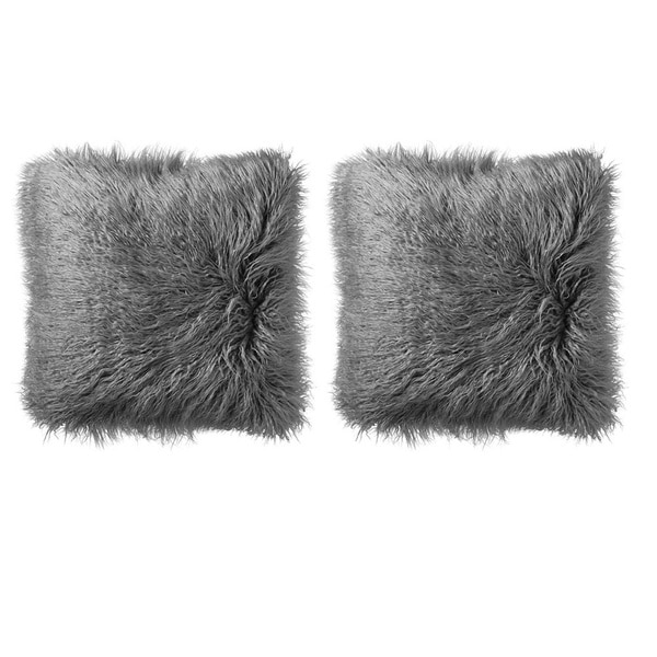 Mongolian Decorative Assorted Colors Faux Fur 18-inch Pillow Pair