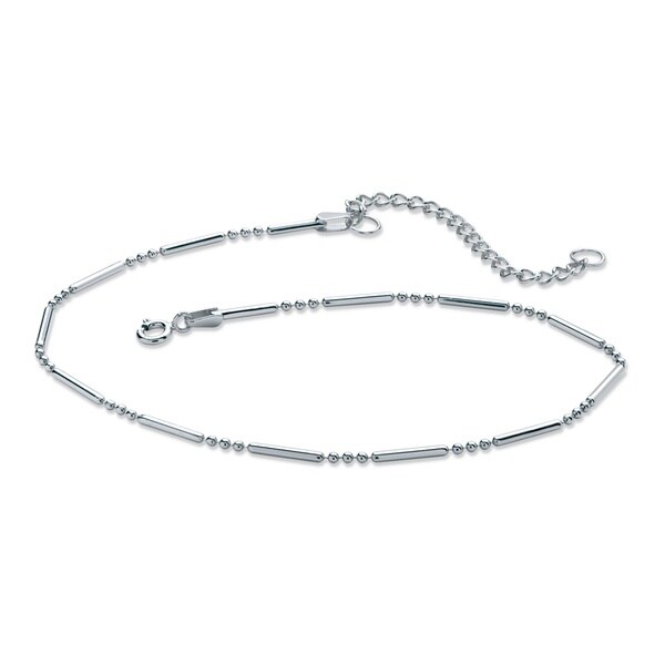 Sterling Silver Bar And Bead Link Ankle Bracelet 9 11 Sterling Silver Bar And Bead Link Ankle Bracelet 9 11 Tailored