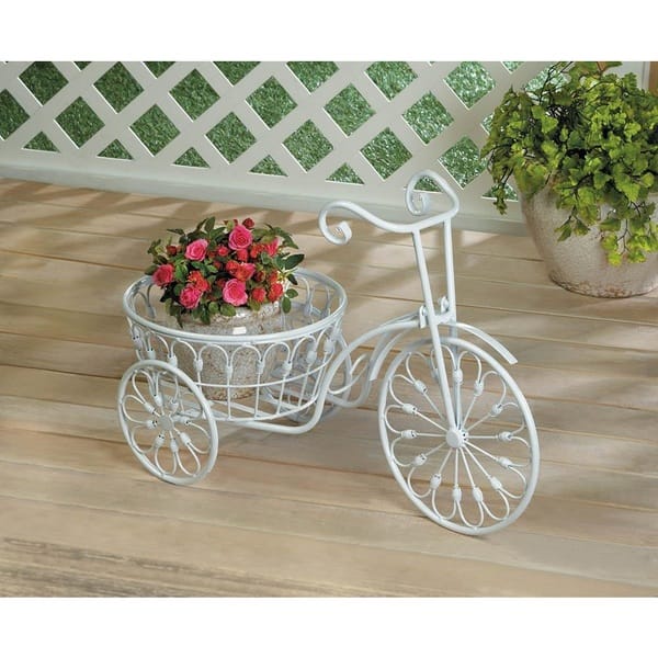 BSD National Supplies Vintage Style Bicycle Flower Holder, White