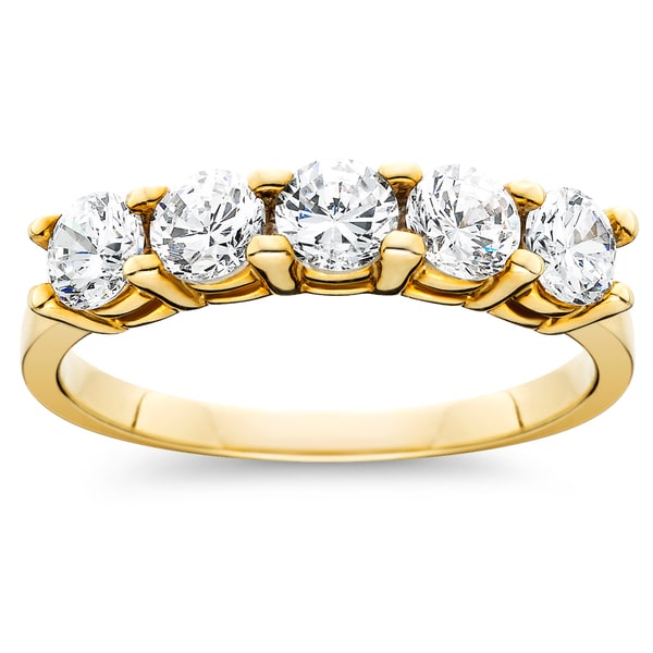 14k Yellow Gold 1ct TDW Diamond 5-Stone Womens Wedding Anniversary Ring (I-J, I2-I3)