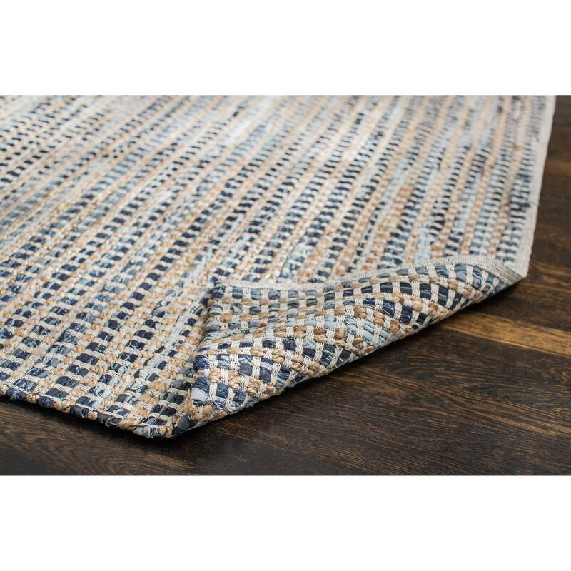 Jani Billy Tan/Blue Jute, Denim and Cotton Rug - Durango Design, 8' x 10' Feet Area Rug