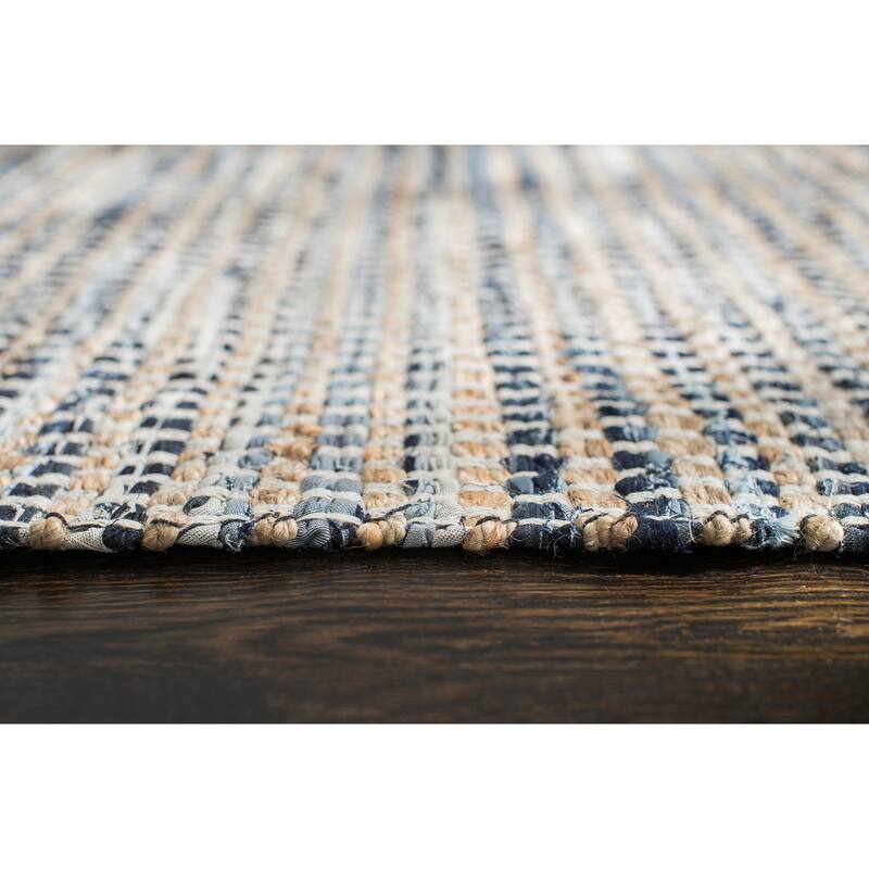 Jani Billy Tan/Blue Jute, Denim and Cotton Rug - Durango Design, 8' x 10' Feet Area Rug