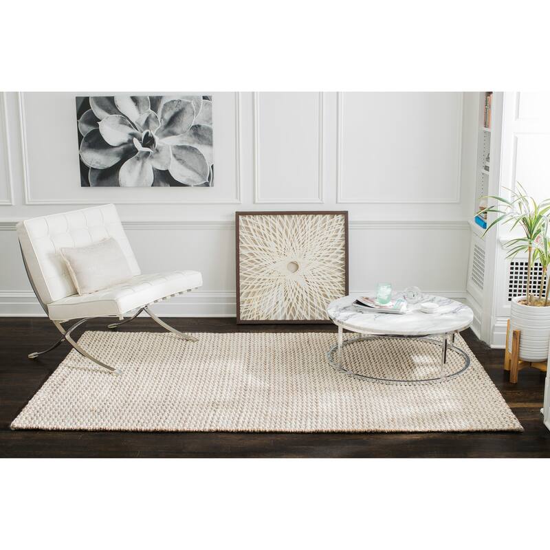 Jani Nelle Tan and Ivory Jute and Upcycled Fiber Rug
