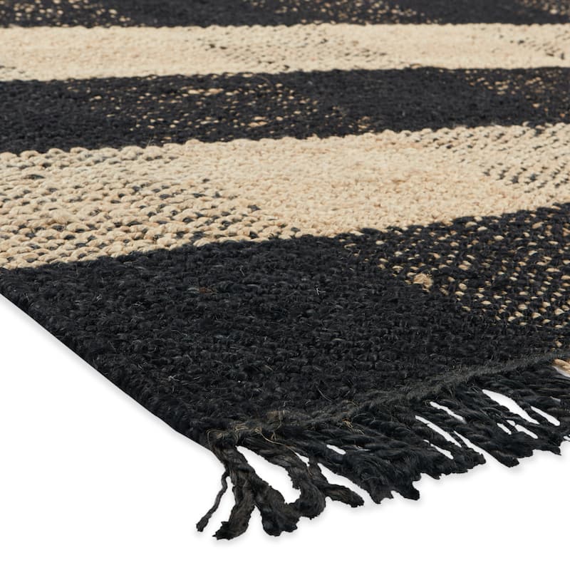 Jani Bluff Black and Ivory Plaid Jute Rug - Glen Design, 8' x 10' Feet Area Rug