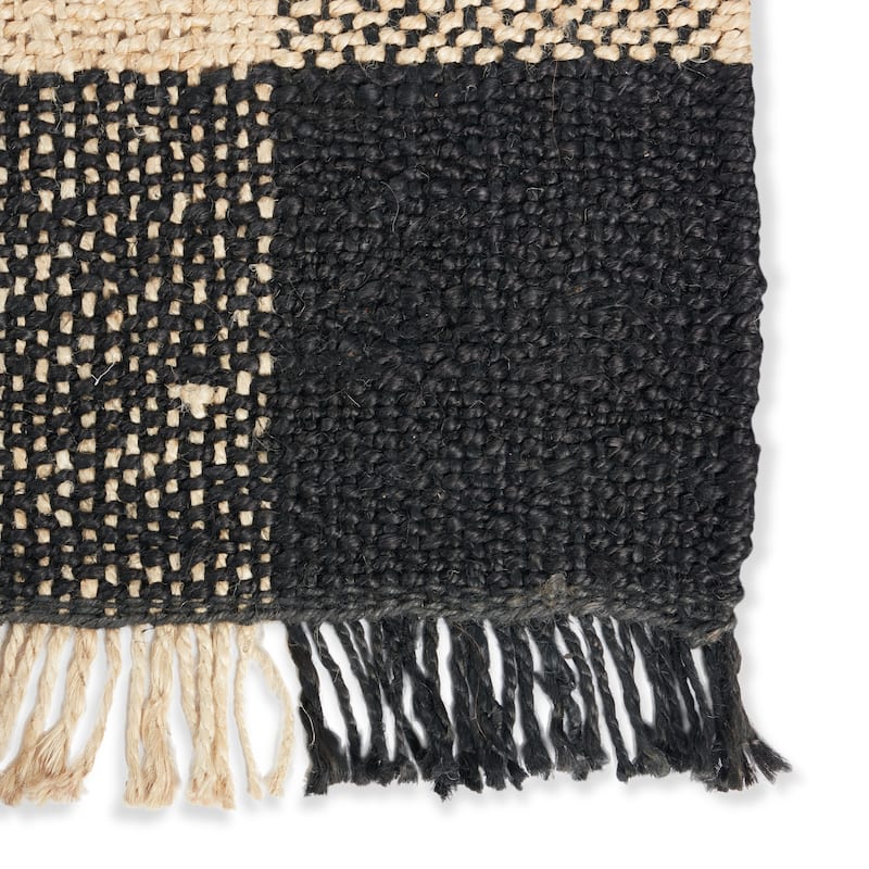 Jani Bluff Black and Ivory Plaid Jute Rug - Glen Design, 8' x 10' Feet Area Rug