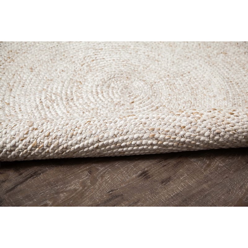 Jani Huma Ivory Upcycled Fiber and Cotton Round Rug