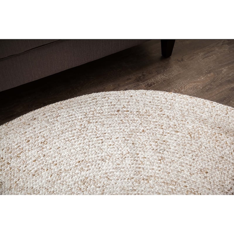 Jani Huma Ivory Upcycled Fiber and Cotton Round Rug