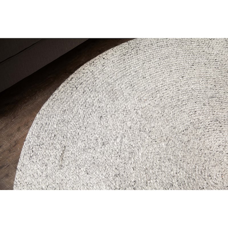 Jani Como Ivory Upcycled Fiber and Cotton Round Rug - Cosmos Design, 6' Feet, Gray/Ivory Durable Carpet