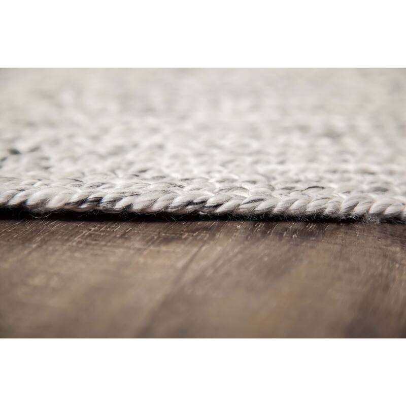 Jani Como Ivory Upcycled Fiber and Cotton Round Rug - Cosmos Design, 6' Feet, Gray/Ivory Durable Carpet