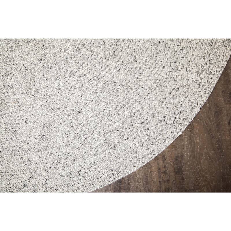 Jani Como Ivory Upcycled Fiber and Cotton Round Rug - Cosmos Design, 6' Feet, Gray/Ivory Durable Carpet