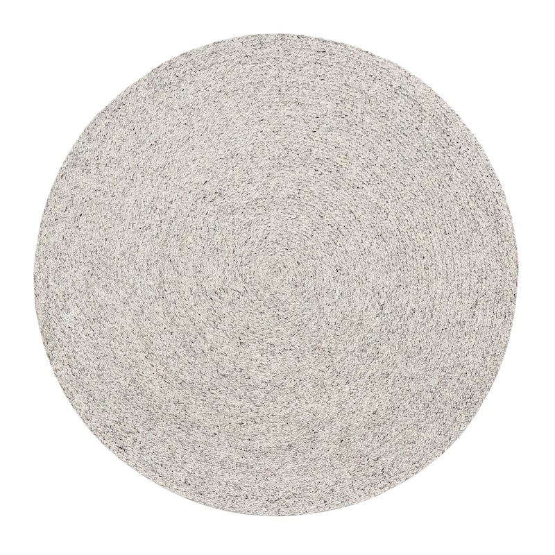 Jani Como Ivory Upcycled Fiber and Cotton Round Rug - Cosmos Design, 6' Feet, Gray/Ivory Durable Carpet