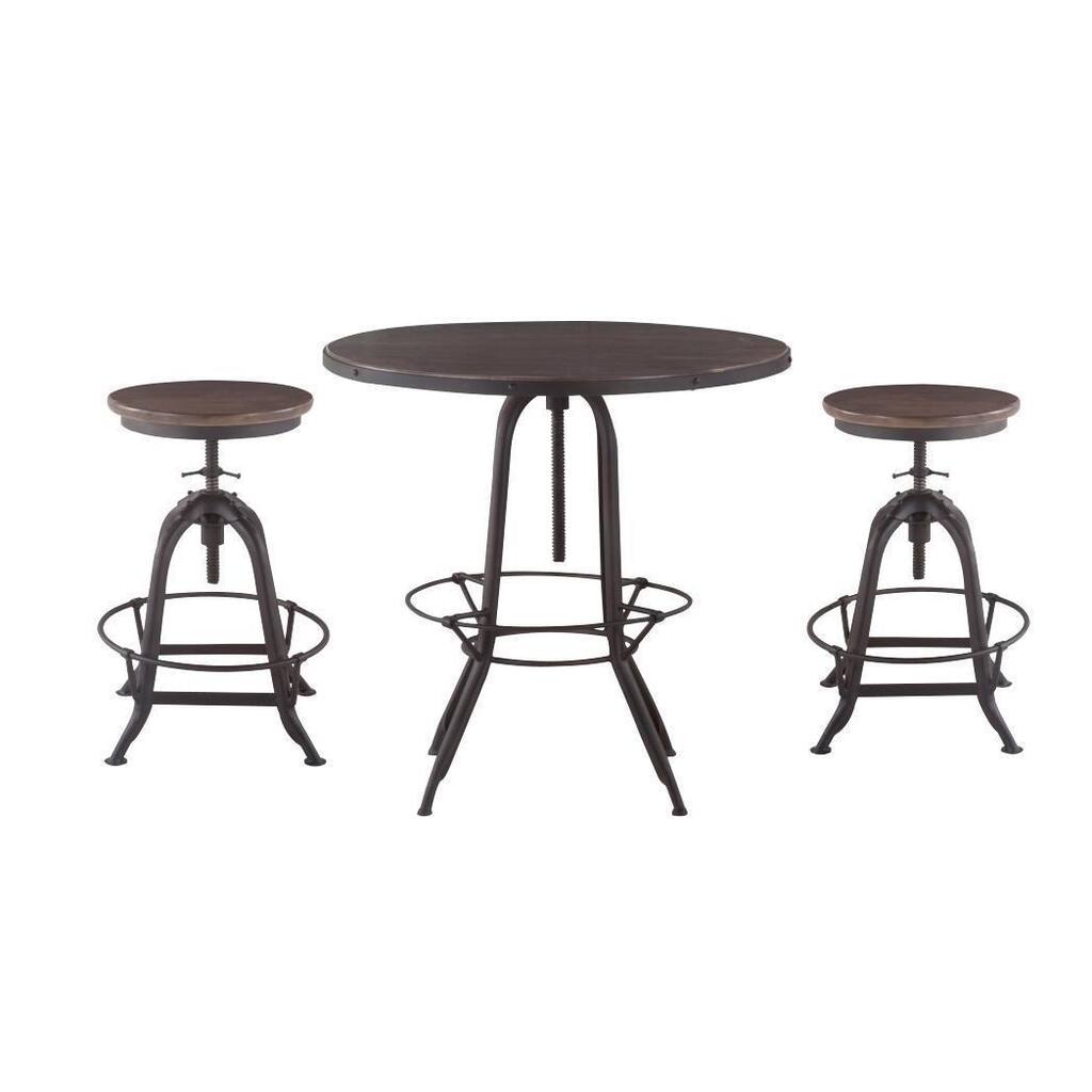 AA Warehousing Adjustable Bar Table with two Adjustable Height Bar Stool