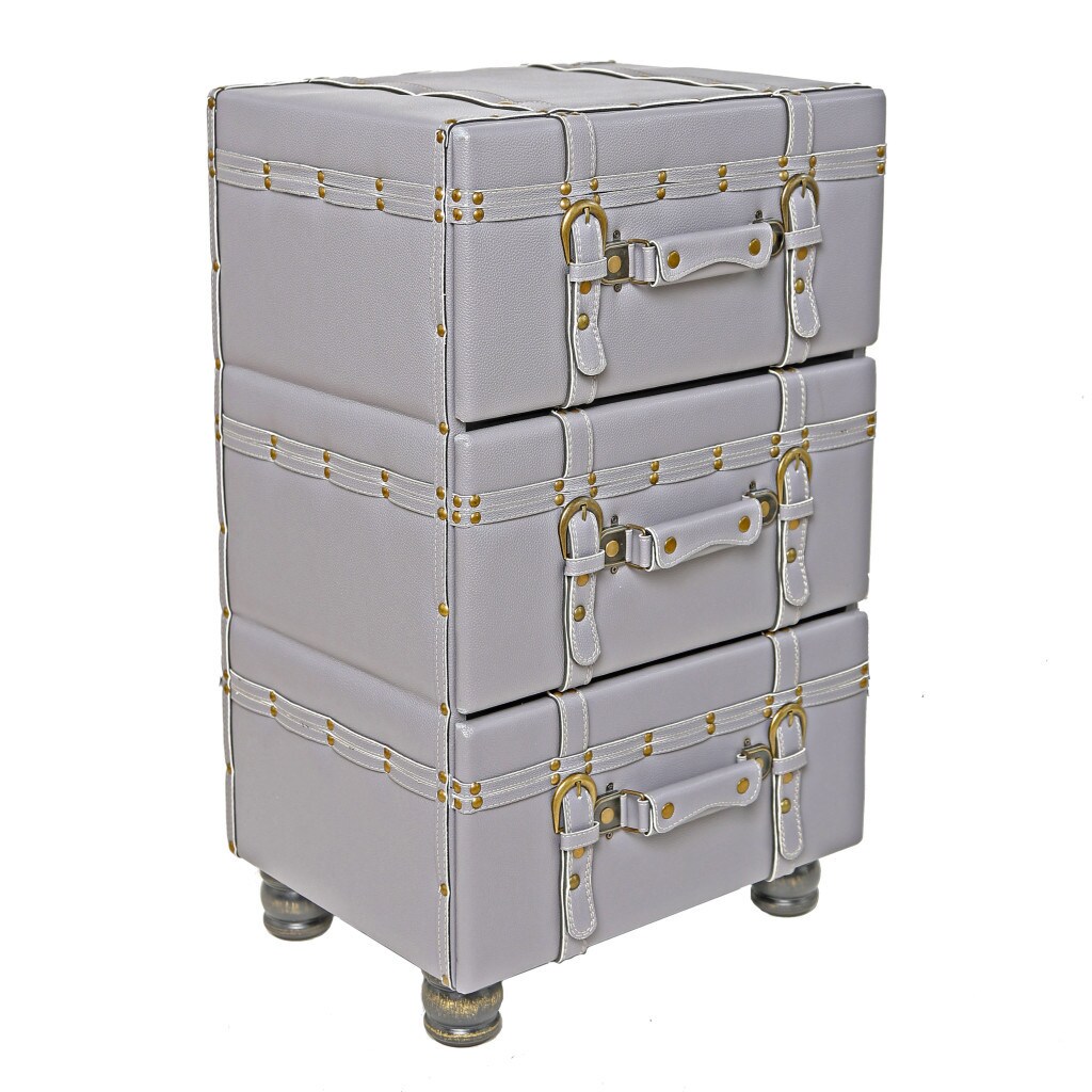Shop River Of Goods Faux Leather 26 25 Inch High 3 Drawer Trunk