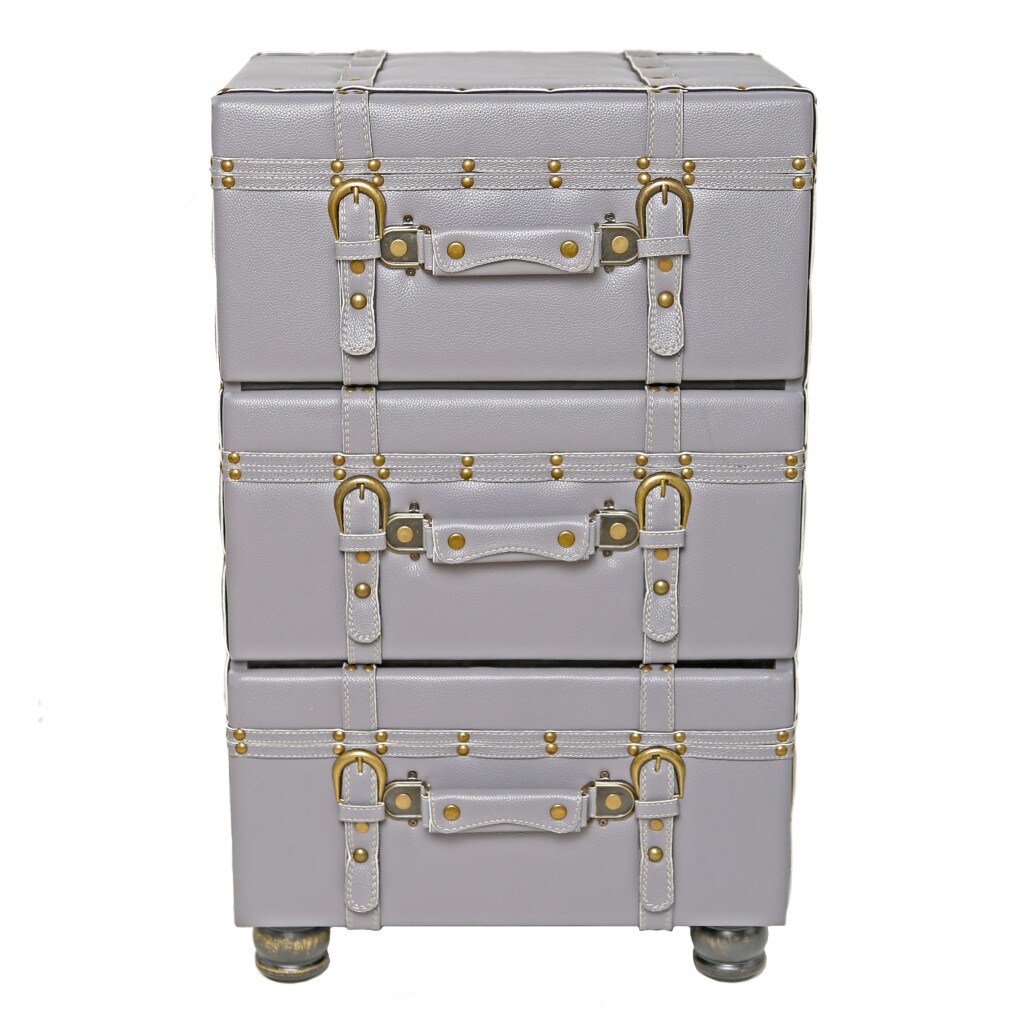 Shop River Of Goods Faux Leather 26 25 Inch High 3 Drawer Trunk