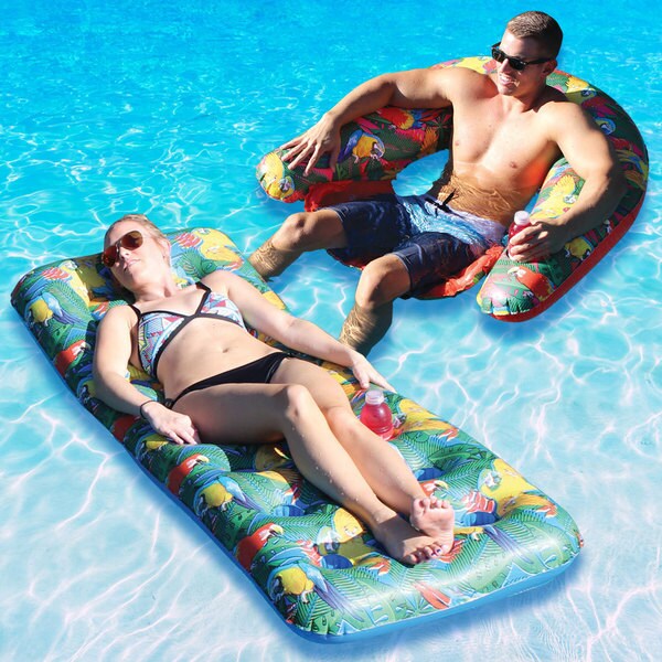 Margaritaville 18 Pocket Parrothead Float and Sit and Sip Combo-Pack for Swimming Pools