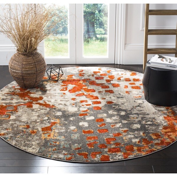 Safavieh Monaco Abstract Watercolor Grey / Orange Distressed Rug 5