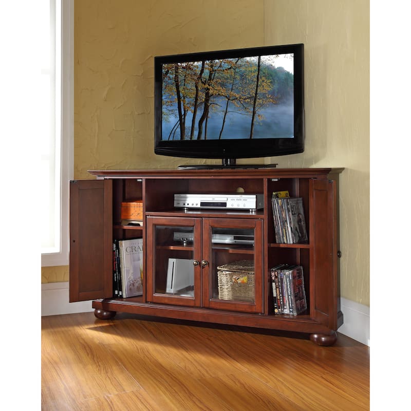 Crosley Alexandria 48" Corner TV Stand in Vintage Mahogany