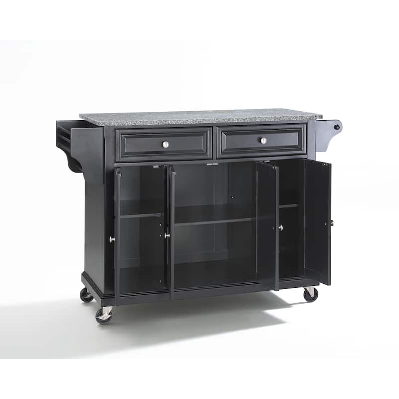 Crosley Black Solid Granite Top Kitchen Cart/Island - 18"d x 51.5"w x 36"h