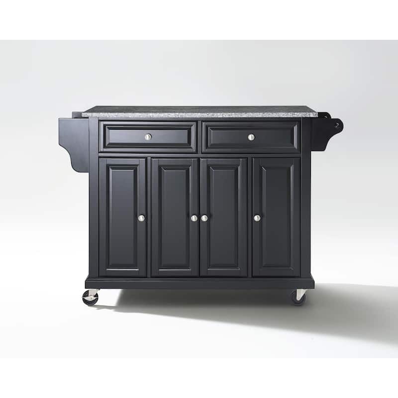 Crosley Black Solid Granite Top Kitchen Cart/Island - 18"d x 51.5"w x 36"h