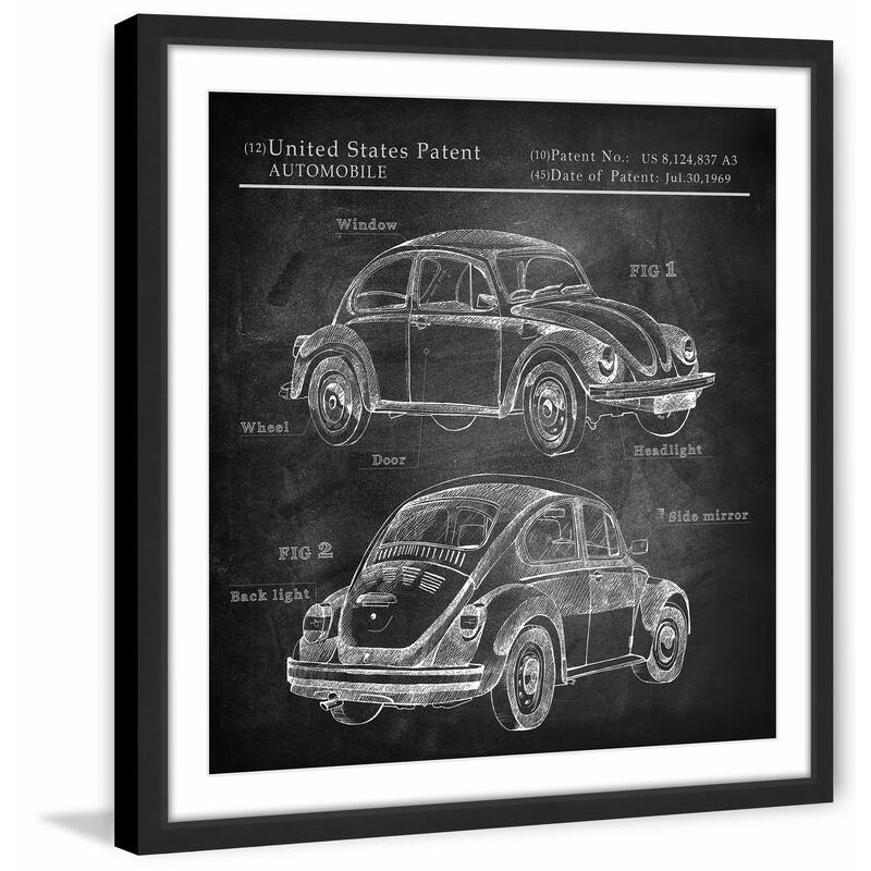 VW Beetle Design' Framed Painting Print