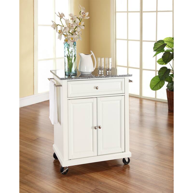 Crosley White Finish Solid Granite Top Portable Kitchen Cart/Island - 18"d x 31"w x 35.5"h