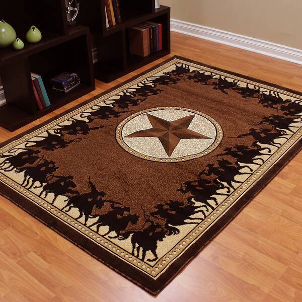 Shop Traditions Western Star W Cowboy Design Chocolate Color Area Rug 5 X7 5 X 7 Overstock 15315810