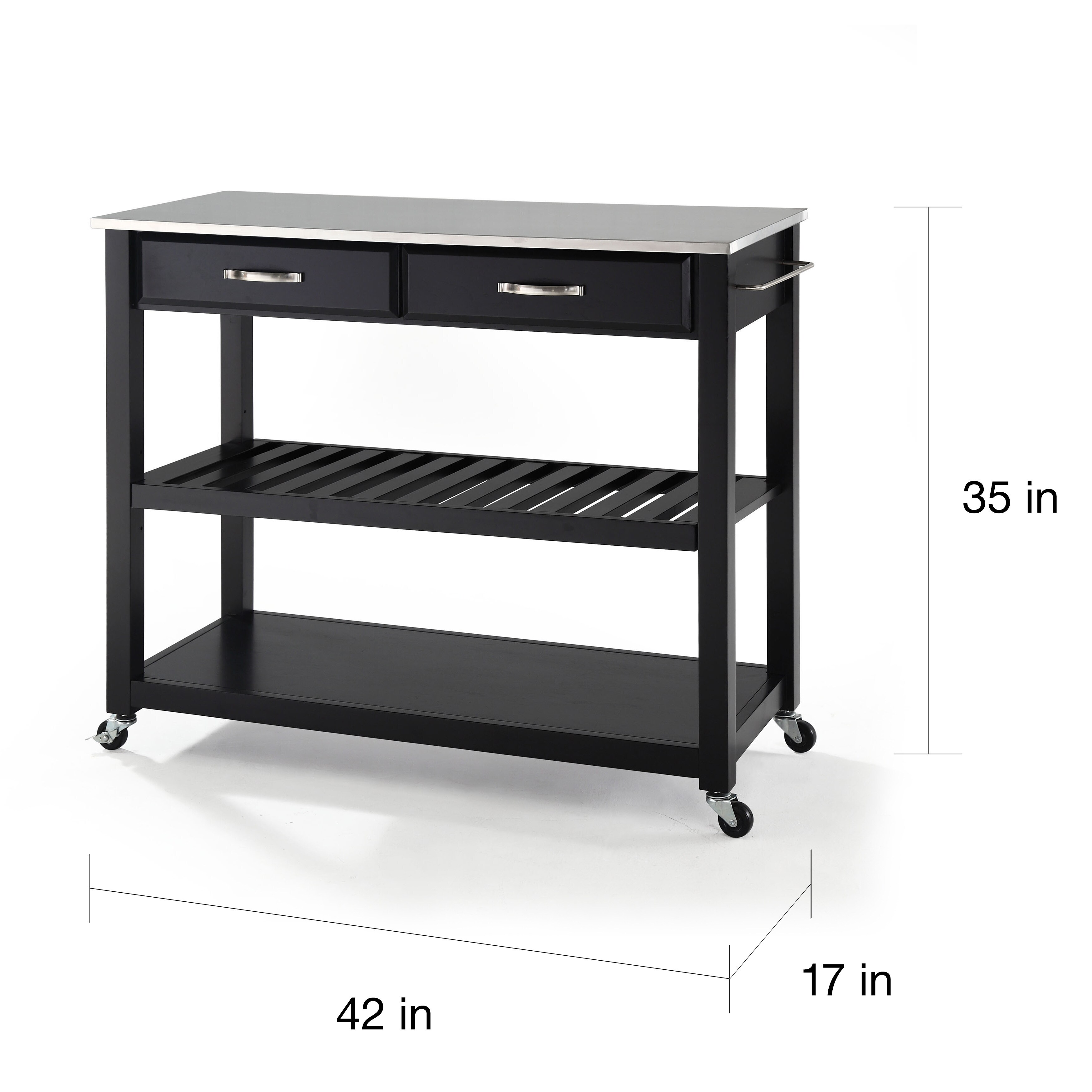 Shop Black Friday Deals On Carbon Loft Edwin Black Stainless Steel Top Kitchen Cart On Sale Overstock 20931561