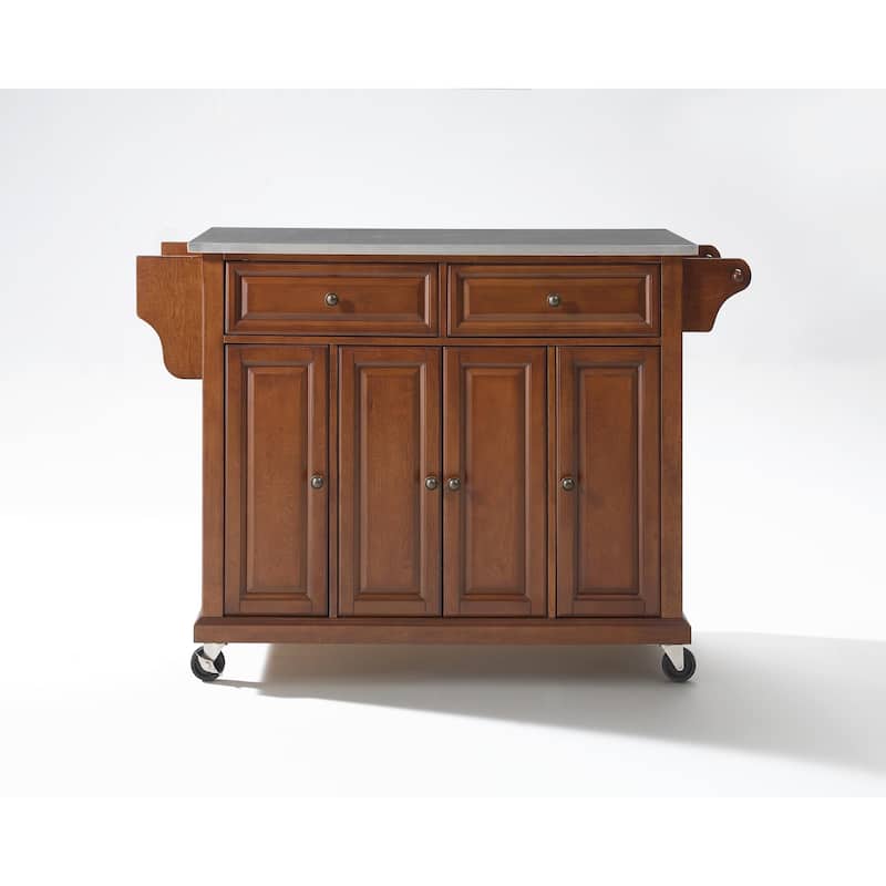 Crosley Stainless Steel Top Classic Cherry Finish Kitchen Cart/Island - 18"d x 51.5"w x 36"h