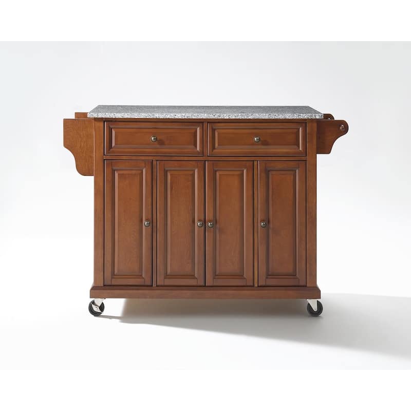 Crosley Full Size Granite Top Kitchen Cart in Cherry - 18"d x 51.5"w x 36"h