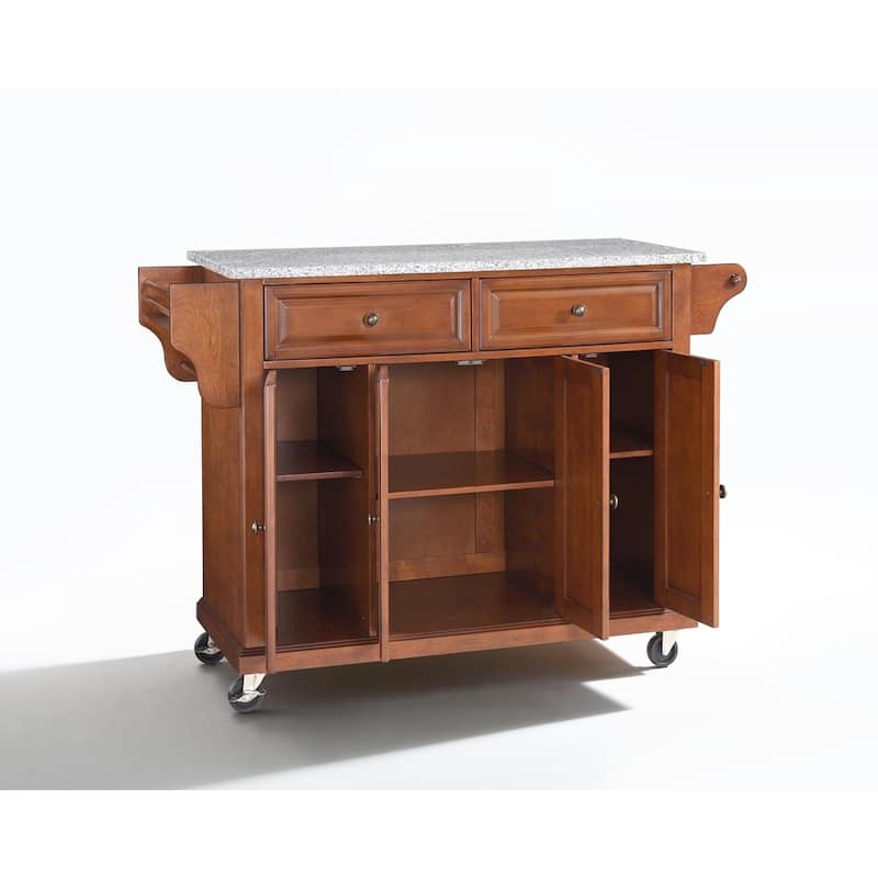 Crosley Full Size Granite Top Kitchen Cart in Cherry - 18"d x 51.5"w x 36"h