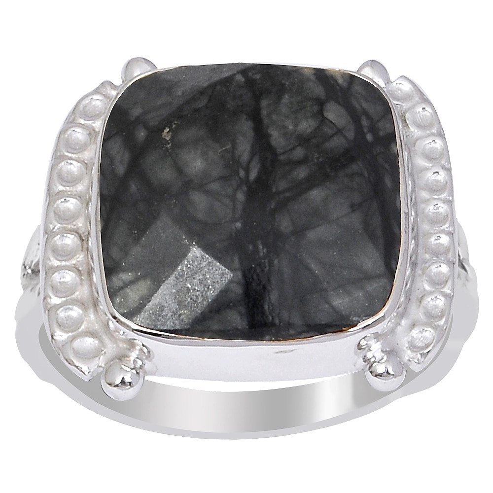 Natural Picasso Jasper Ring Solid 925 Sterling Silver Modern Jewelry Size 8