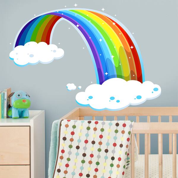 Full Color Rainbow In Clouds Children's Room Full Color Wall Decal ...
