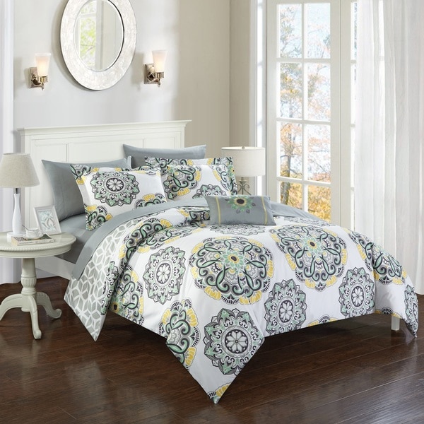 Chic Home 8-piece Catalonia Reversible Grey Comforter Bed in a Bag Set