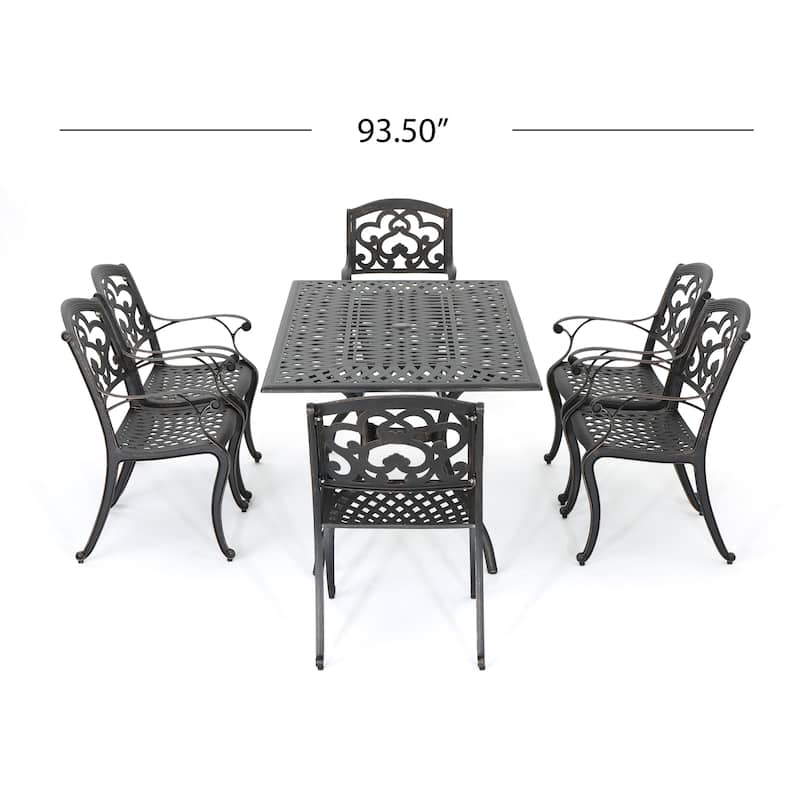 Austin Outdoor 7-piece Cast Aluminum Rectangle Dining Set by Christopher Knight Home