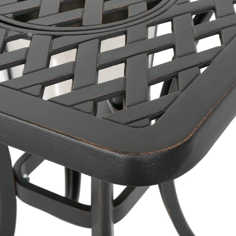 Austin Outdoor 3-piece Cast Aluminum Square Bistro Set by Christopher Knight Home