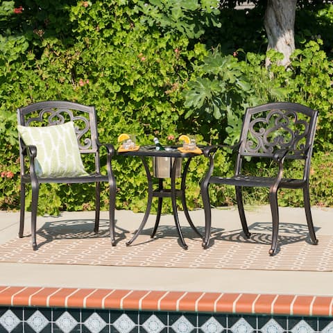 Austin Outdoor 3-piece Cast Aluminum Square Bistro Set by Christopher Knight Home