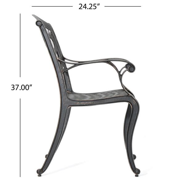 dimension image slide 2 of 3, Austin Outdoor 3-piece Cast Aluminum Square Bistro Set by Christopher Knight Home