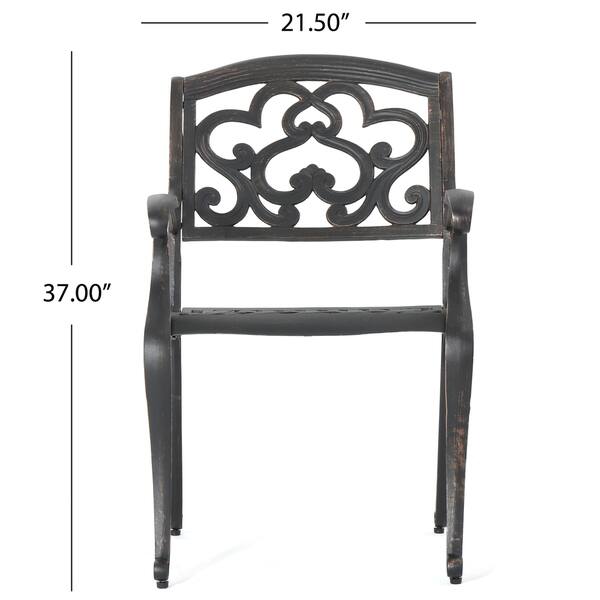 dimension image slide 1 of 3, Austin Outdoor 3-piece Cast Aluminum Square Bistro Set by Christopher Knight Home