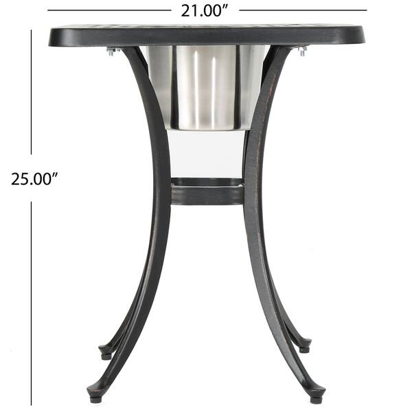 dimension image slide 0 of 3, Austin Outdoor 3-piece Cast Aluminum Square Bistro Set by Christopher Knight Home