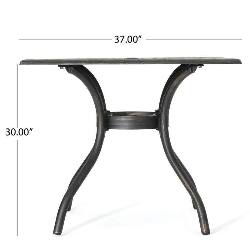 Austin Outdoor Cast Aluminum Square Dining Table with Umbrella Hole by Christopher Knight Home - 37.00 "W x 37.00 "L x 30.00 "H