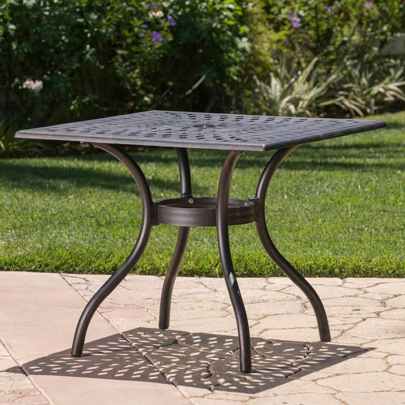 Austin Outdoor Cast Aluminum Square Dining Table with Umbrella Hole by Christopher Knight Home - 37.00 "W x 37.00 "L x 30.00 "H