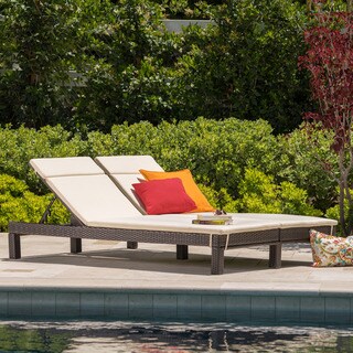 Argo Outdoor Wicker Double Chaise Lounge with Cushion by Christopher Knight Home